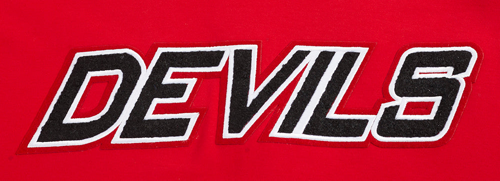 NHL NEW JERSEY DEVILS CLASSIC CHENILLE MEN'S DK SS PO HOODIE (RED/BLACK)