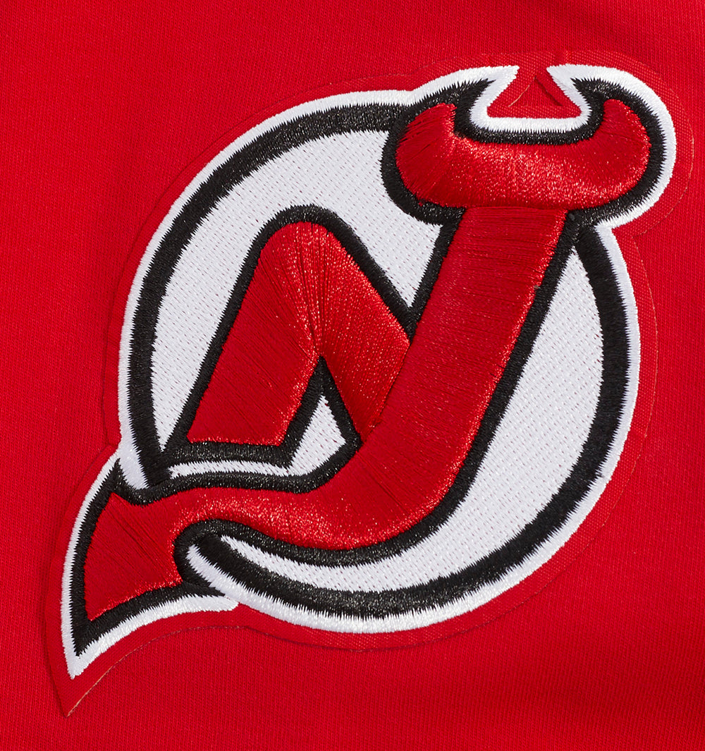 NHL NEW JERSEY DEVILS CLASSIC CHENILLE MEN'S DK SS PO HOODIE (RED/BLACK)