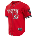 NHL NEW JERSEY DEVILS CLASSIC MESH BUTTON DOWN SHIRT (RED/BLACK)