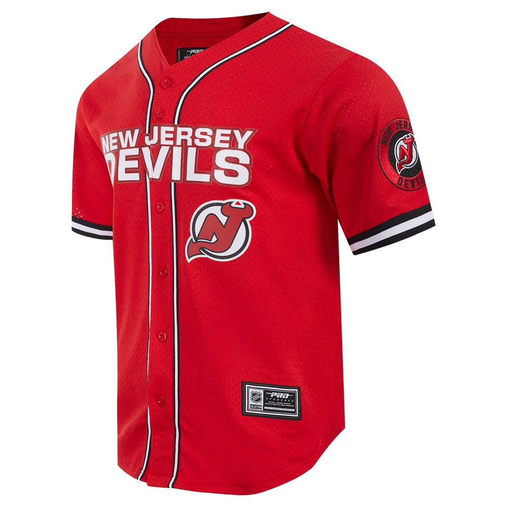 NHL NEW JERSEY DEVILS CLASSIC MESH BUTTON DOWN SHIRT (RED/BLACK)