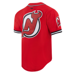 NHL NEW JERSEY DEVILS CLASSIC MESH BUTTON DOWN SHIRT (RED/BLACK)
