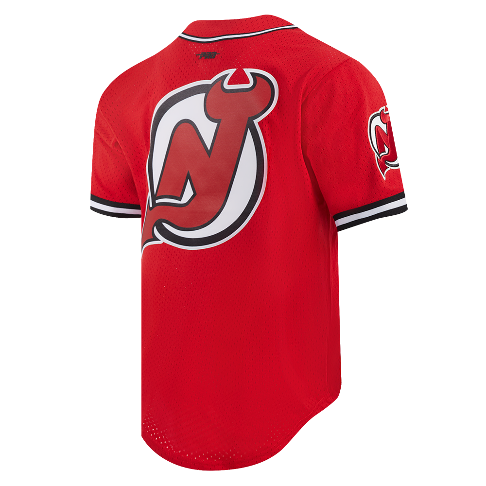NHL NEW JERSEY DEVILS CLASSIC MESH BUTTON DOWN SHIRT (RED/BLACK)
