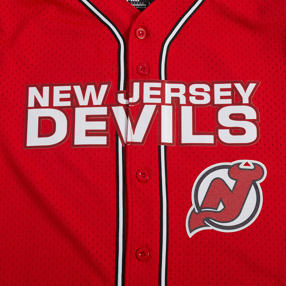 NHL NEW JERSEY DEVILS CLASSIC MESH BUTTON DOWN SHIRT (RED/BLACK)