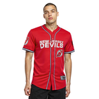 NHL NEW JERSEY DEVILS CLASSIC MESH BUTTON DOWN SHIRT (RED/BLACK)