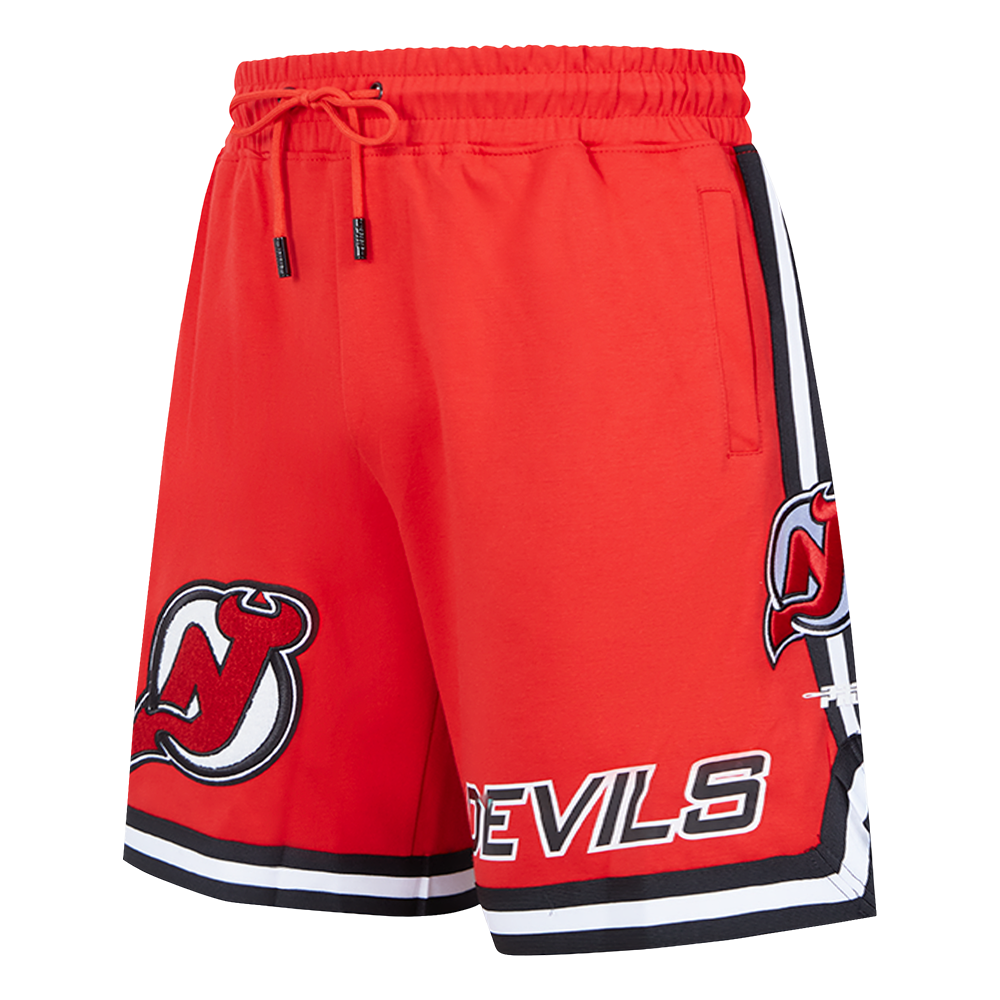 NHL NEW JERSEY DEVILS CLASSIC CHENILLE SHORT EN MAILLE DOUBLE POUR HOMME (ROUGE/NOIR)