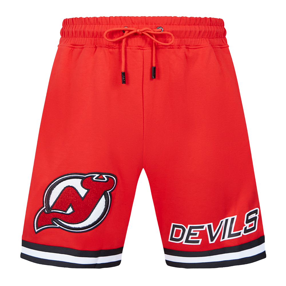 NHL NEW JERSEY DEVILS CLASSIC CHENILLE SHORT EN MAILLE DOUBLE POUR HOMME (ROUGE/NOIR)
