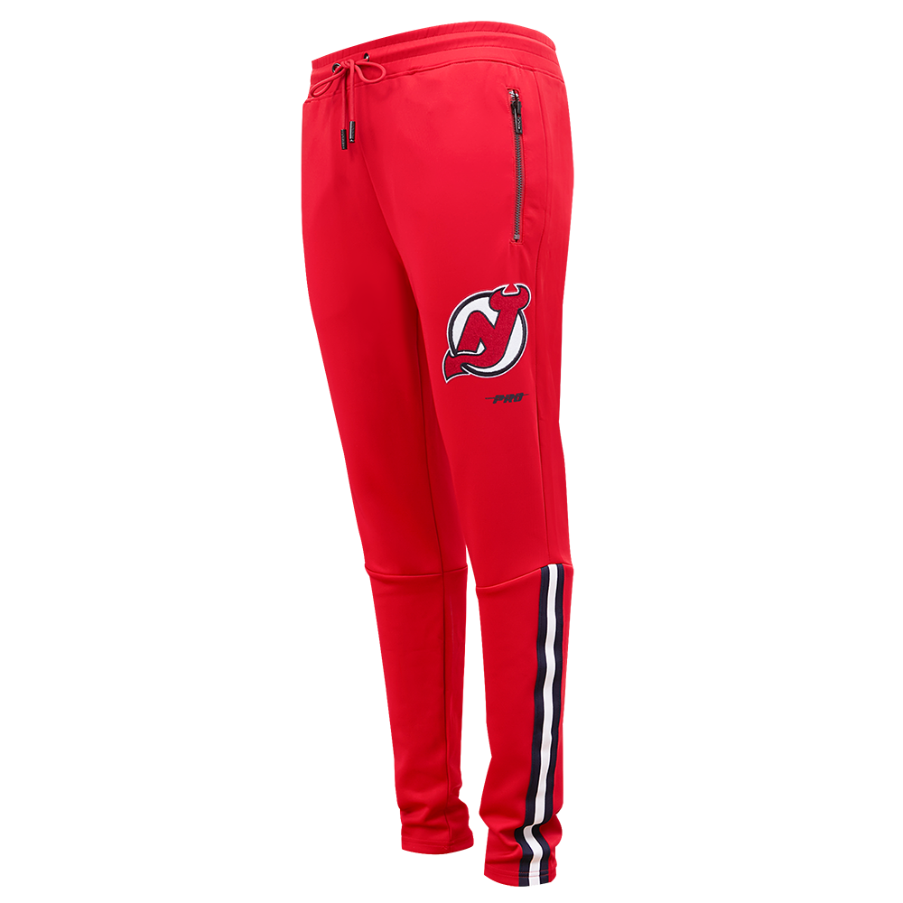 NHL NEW JERSEY DEVILS CLASSIC CHENILLE PANTALON D'ENTRAÎNEMENT EN MAILLE DOUBLE POUR HOMME (ROUGE/NOIR)