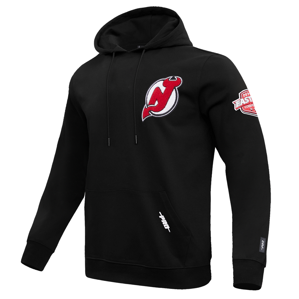 NHL NEW JERSEY DEVILS CLASSIC CHENILLE MEN'S PULLOVER HOODIE (BLACK)