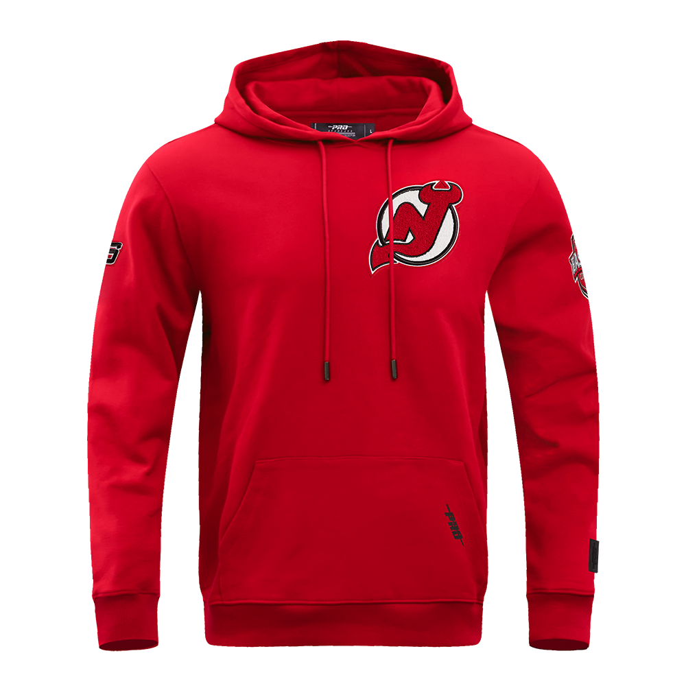NHL NEW JERSEY DEVILS CLASSIC CHENILLE MEN'S PULLOVER HOODIE (RED)