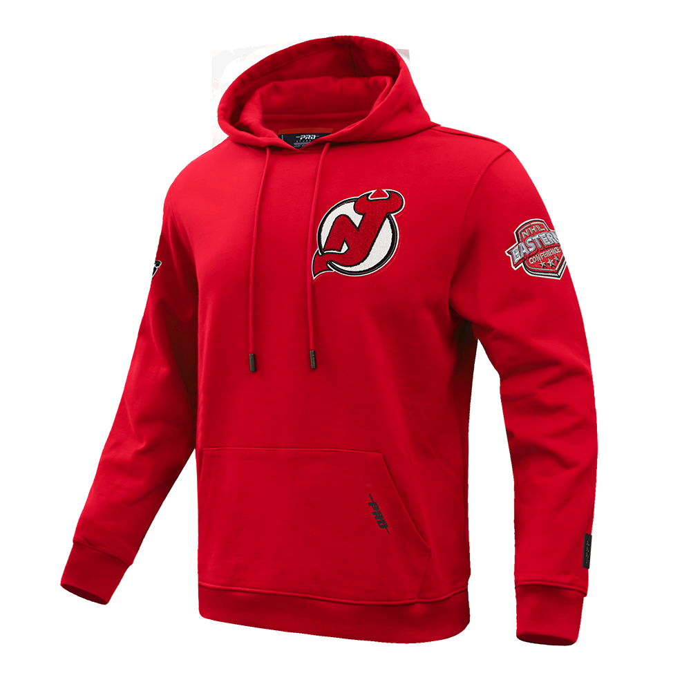 NHL NEW JERSEY DEVILS CLASSIC CHENILLE MEN'S PULLOVER HOODIE (RED)