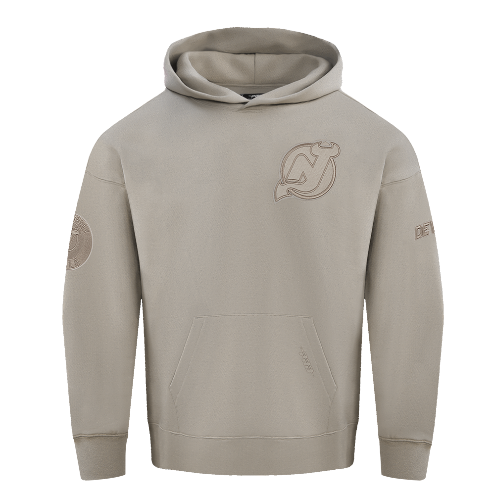 NHL NEW JERSEY DEVILS NEUTRAL MEN'S DROP SHOULDER FLC PO HOODIE (TAUPE)
