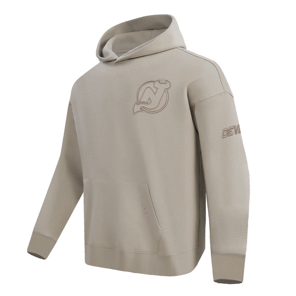 NHL NEW JERSEY DEVILS NEUTRAL CHANDAIL À CAPUCHON EN MOLLETON À ÉPAULES TOMBANTES POUR HOMME (TAUPE)
