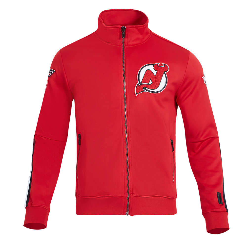 NHL NEW JERSEY DEVILS CLASSIC CHENILLE MEN'S DK TRACK JACKET (RED/BLACK)