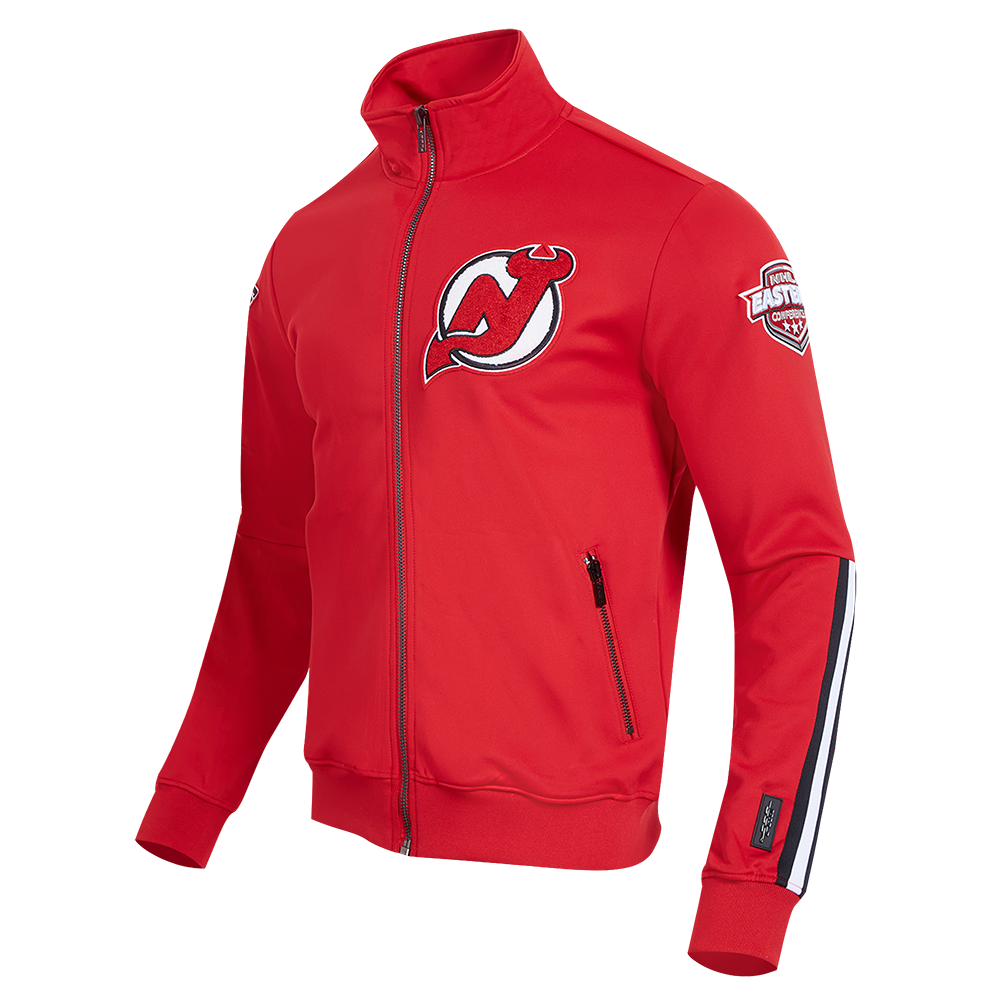 NHL NEW JERSEY DEVILS CLASSIC CHENILLE MEN'S DK TRACK JACKET (RED/BLACK)