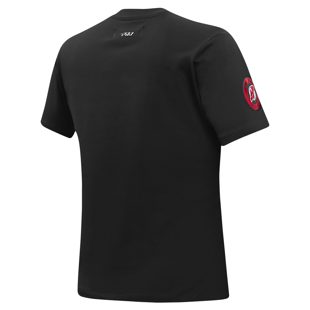 NHL NEW JERSEY DEVILS CLASSIC SHORT SLEEVE WOMEN'S SINGLE JERSEY SLIM FIT TEE (BLACK)