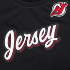 NHL NEW JERSEY DEVILS CLASSIC SHORT SLEEVE WOMEN'S SINGLE JERSEY SLIM FIT TEE (BLACK)