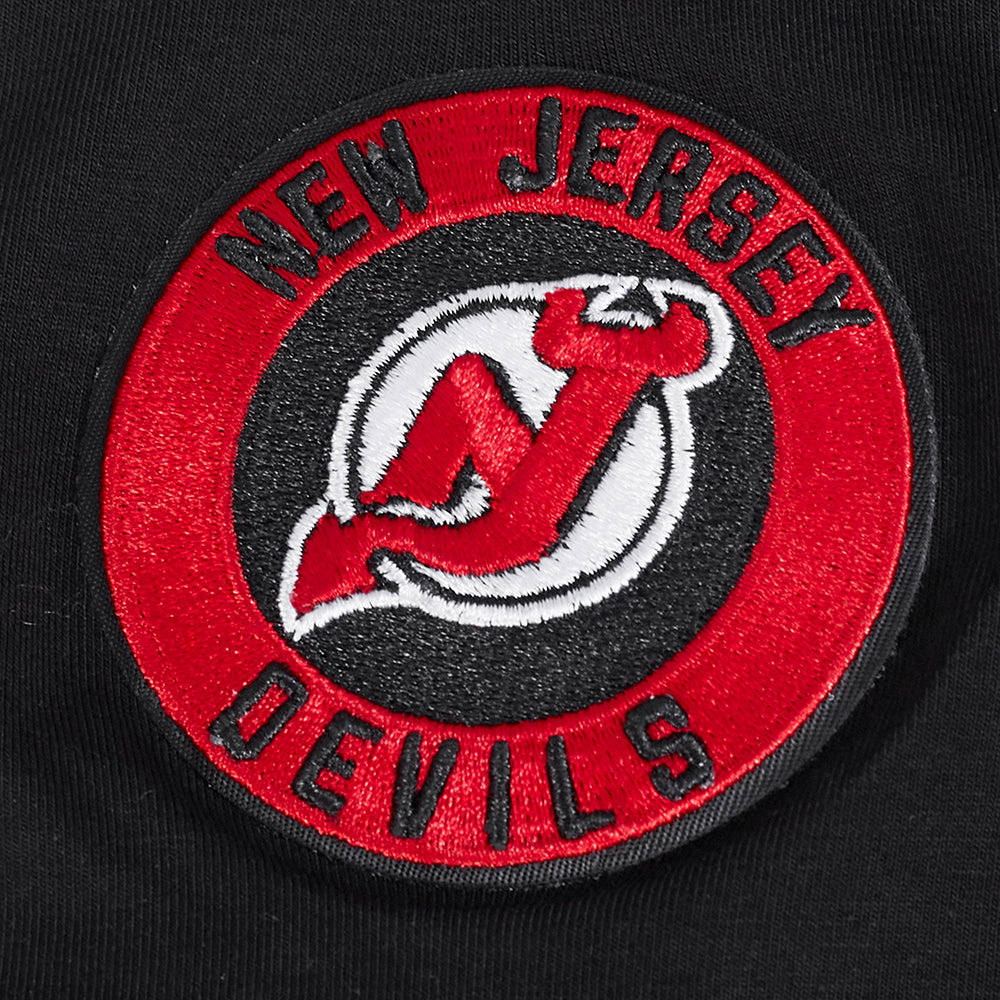 NHL NEW JERSEY DEVILS CLASSIC SHORT SLEEVE WOMEN'S SINGLE JERSEY SLIM FIT TEE (BLACK)