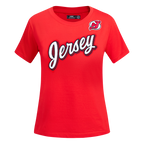 NHL NEW JERSEY DEVILS CLASSIC SHORT SLEEVE WOMEN'S SINGLE JERSEY SLIM FIT TEE (RED)