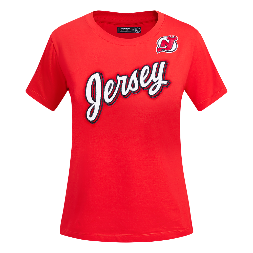 NHL NEW JERSEY DEVILS CLASSIC SHORT SLEEVE WOMEN'S SINGLE JERSEY SLIM FIT TEE (RED)