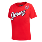 NHL NEW JERSEY DEVILS CLASSIC SHORT SLEEVE WOMEN'S SINGLE JERSEY SLIM FIT TEE (RED)