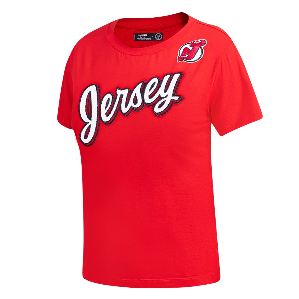 NHL NEW JERSEY DEVILS CLASSIC SHORT SLEEVE WOMEN'S SINGLE JERSEY SLIM FIT TEE (RED)