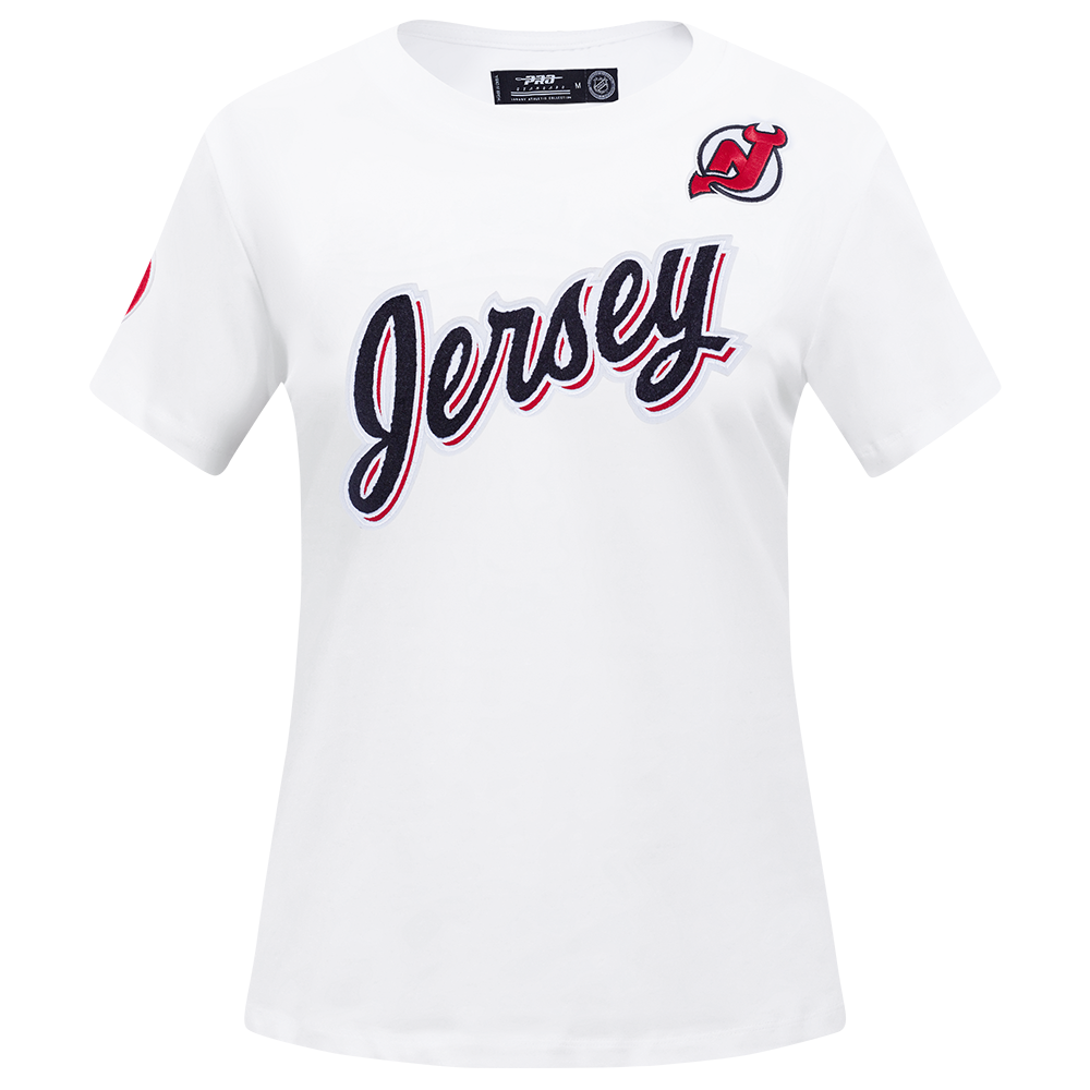 NHL NEW JERSEY DEVILS CLASSIC T-SHIRT AJUSTÉ EN JERSEY SIMPLE À MANCHES COURTES POUR FEMME (BLANC)