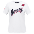 NHL NEW JERSEY DEVILS CLASSIC T-SHIRT AJUSTÉ EN JERSEY SIMPLE À MANCHES COURTES POUR FEMME (BLANC)