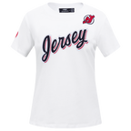NHL NEW JERSEY DEVILS CLASSIC T-SHIRT AJUSTÉ EN JERSEY SIMPLE À MANCHES COURTES POUR FEMME (BLANC)