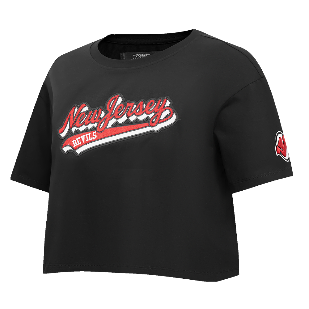 NHL NEW JERSEY DEVILS SCRIPT TAIL WOMEN'S SJ BOXY TEE (BLACK)