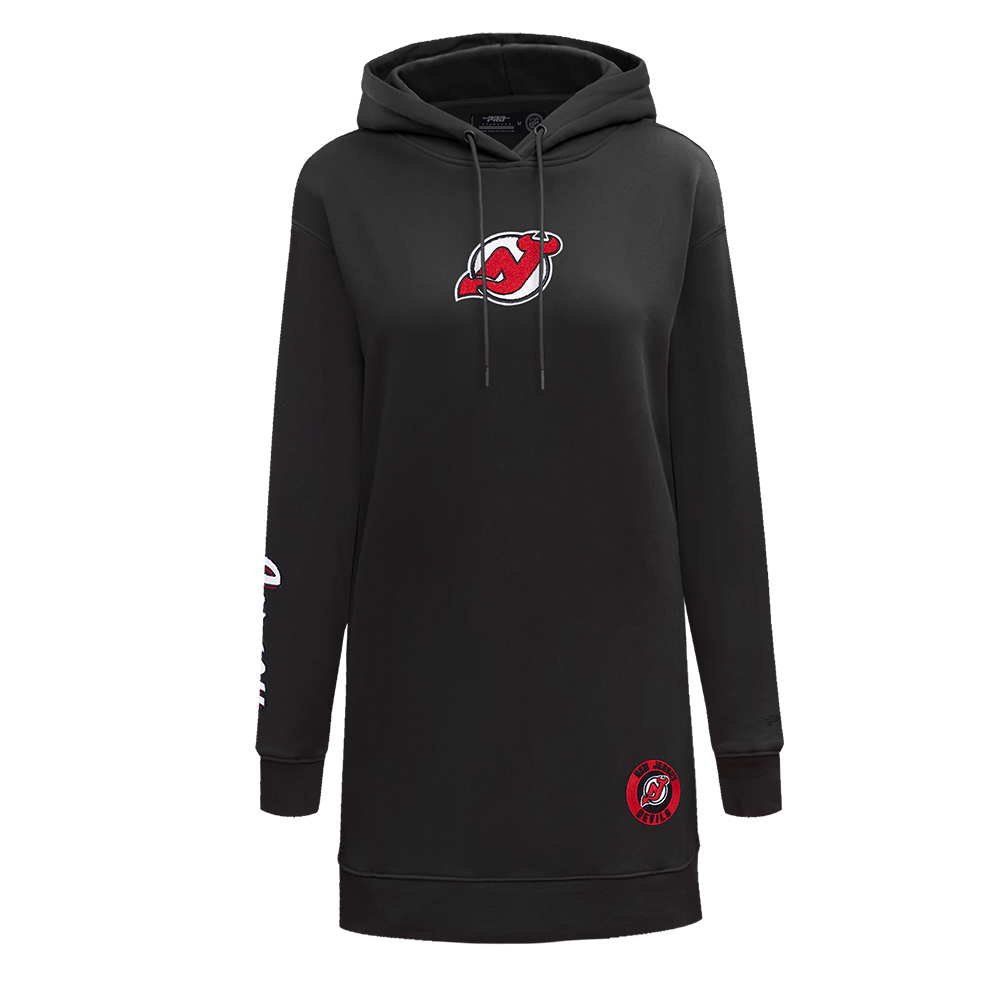 NHL NEW JERSEY DEVILS CLASSIC WOMEN'S FLEECE HOODIE DRESS (BLACK)