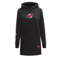 NHL NEW JERSEY DEVILS CLASSIC WOMEN'S FLEECE HOODIE DRESS (BLACK)