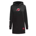 NHL NEW JERSEY DEVILS CLASSIC WOMEN'S FLEECE HOODIE DRESS (BLACK)