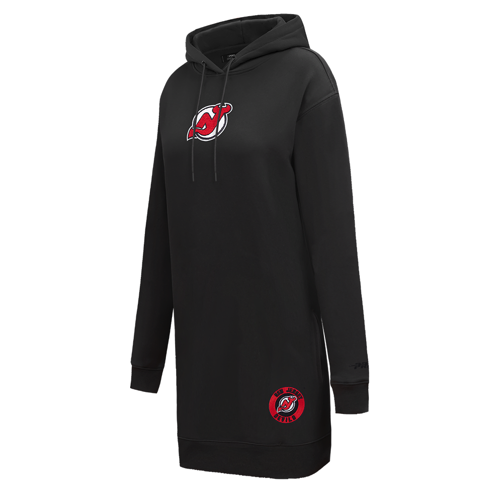 NHL NEW JERSEY DEVILS CLASSIC WOMEN'S FLEECE HOODIE DRESS (BLACK)