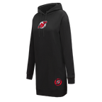 NHL NEW JERSEY DEVILS CLASSIC WOMEN'S FLEECE HOODIE DRESS (BLACK)