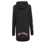 NHL NEW JERSEY DEVILS CLASSIC WOMEN'S FLEECE HOODIE DRESS (BLACK)