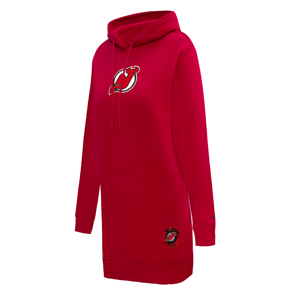 NHL NEW JERSEY DEVILS CLASSIC WOMEN'S FLEECE HOODIE DRESS (RED)