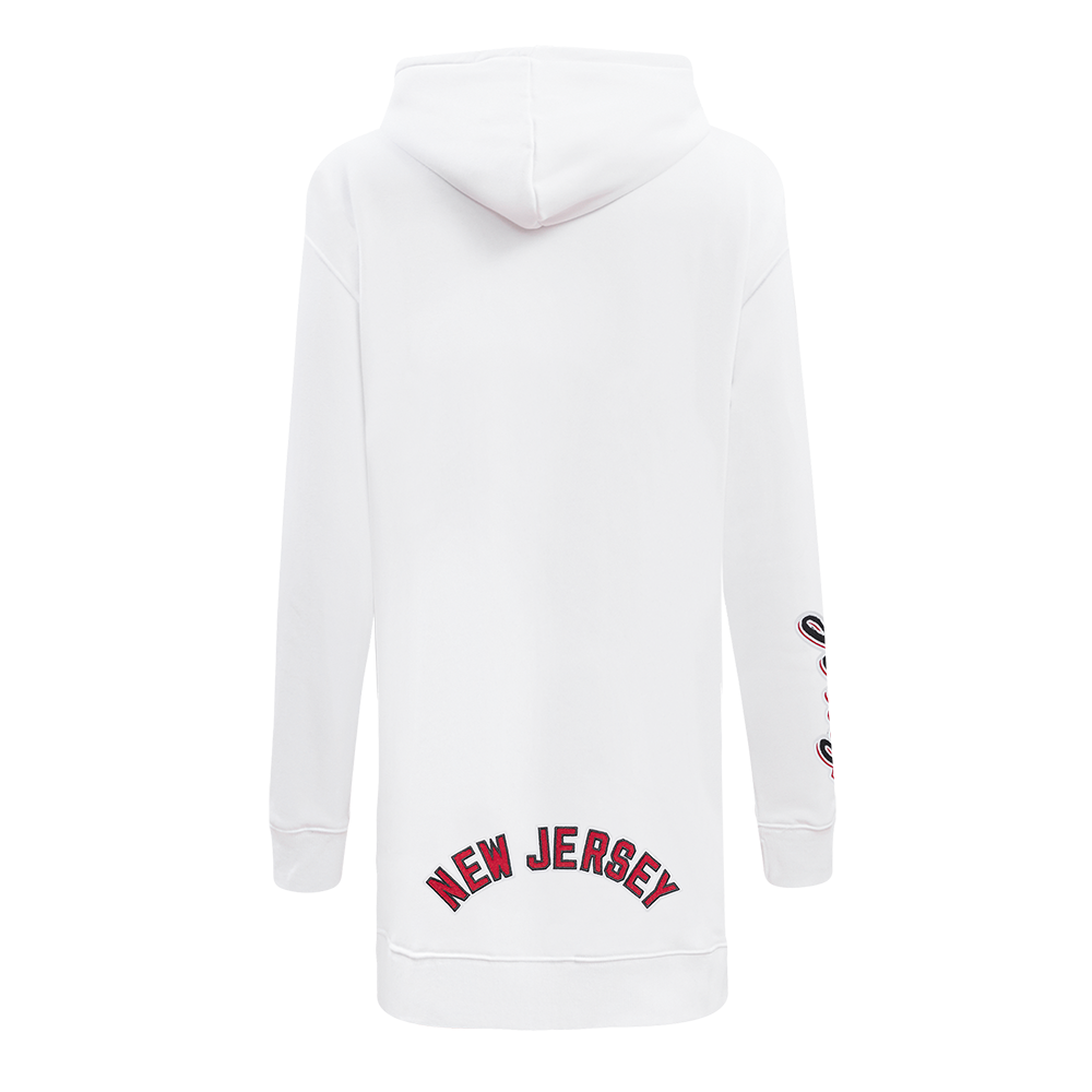 NHL NEW JERSEY DEVILS CLASSIC WOMEN'S FLEECE HOODIE DRESS (WHITE)