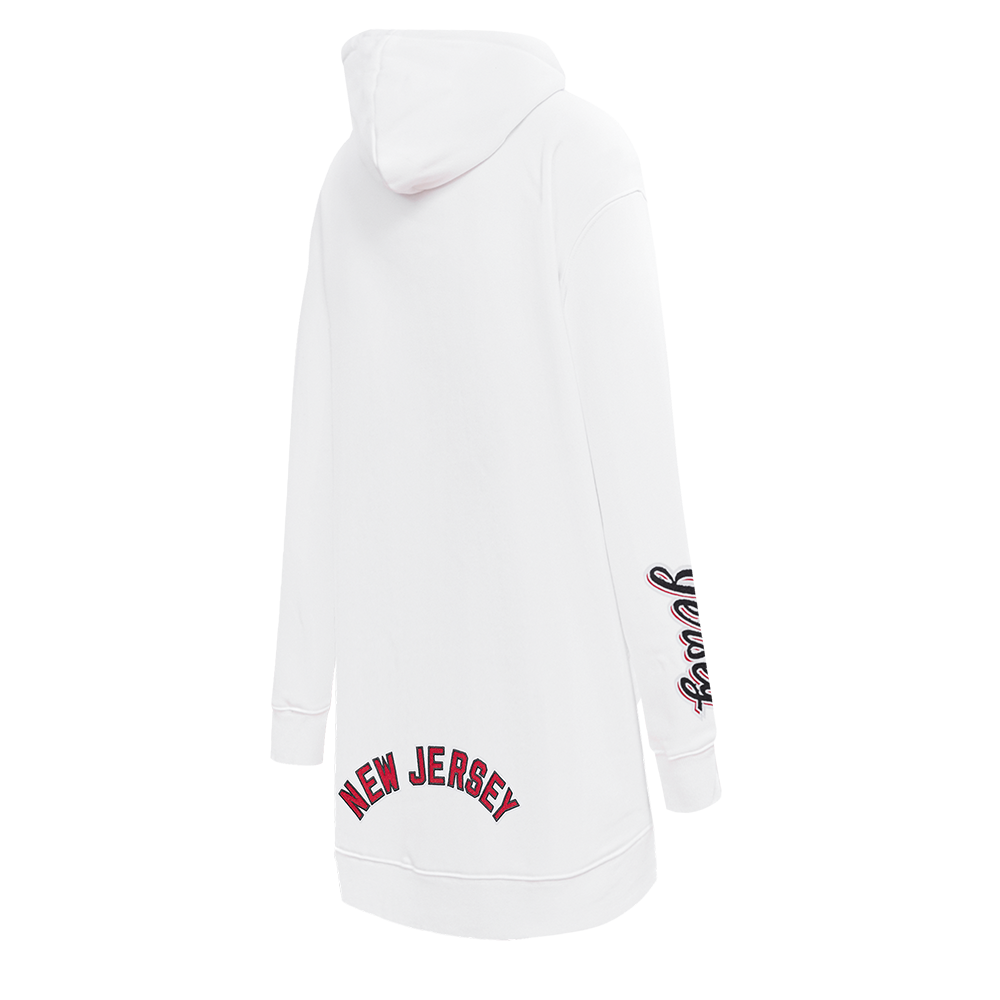 NHL NEW JERSEY DEVILS CLASSIC WOMEN'S FLEECE HOODIE DRESS (WHITE)