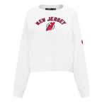 NHL NEW JERSEY DEVILS CLASSIC CHANDAIL À COL ROND EN MOLLETON POUR FEMME (BLANC)