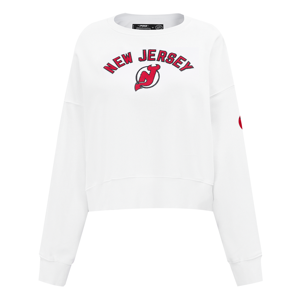 NHL NEW JERSEY DEVILS CLASSIC WOMEN'S FLEECE CREWNECK (WHITE)