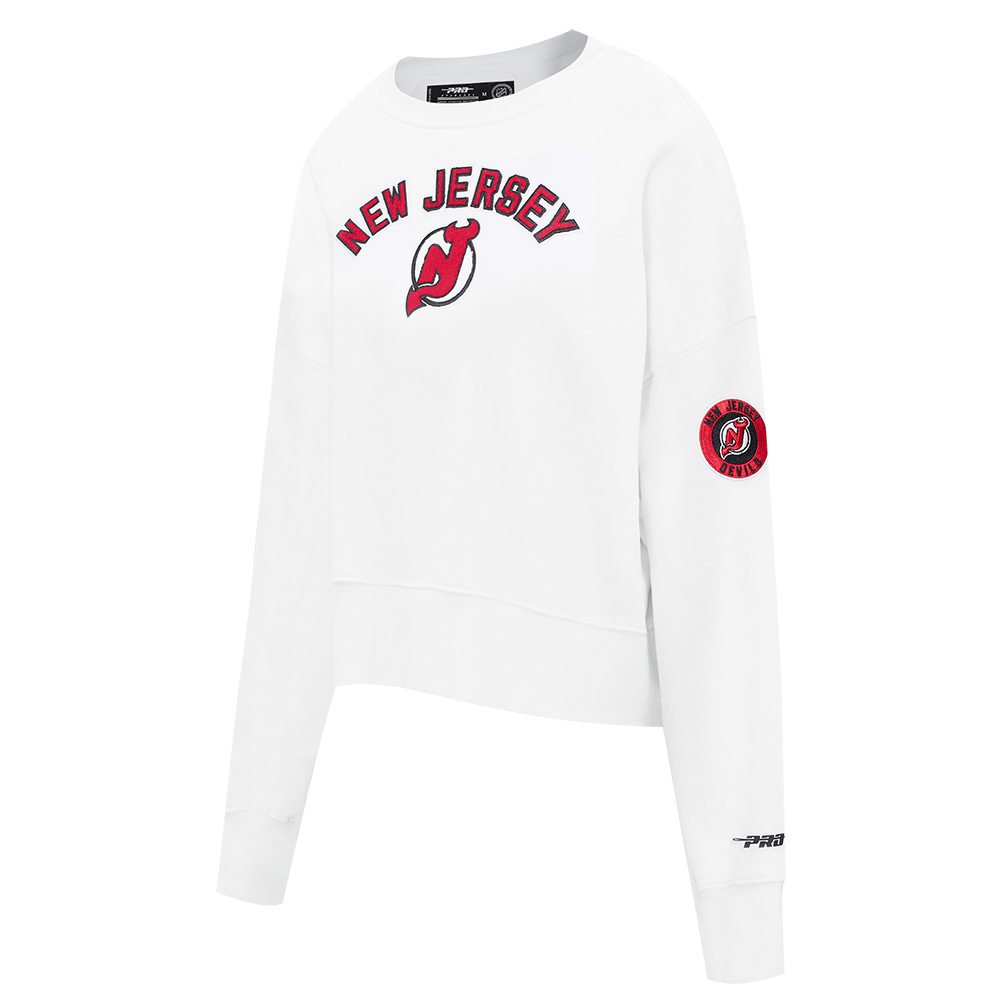 NHL NEW JERSEY DEVILS CLASSIC CHANDAIL À COL ROND EN MOLLETON POUR FEMME (BLANC)