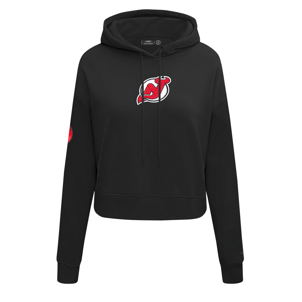 NHL NEW JERSEY DEVILS CLASSIC CHANDAIL À CAPUCHON COURT EN MOLLETON POUR FEMME (NOIR)