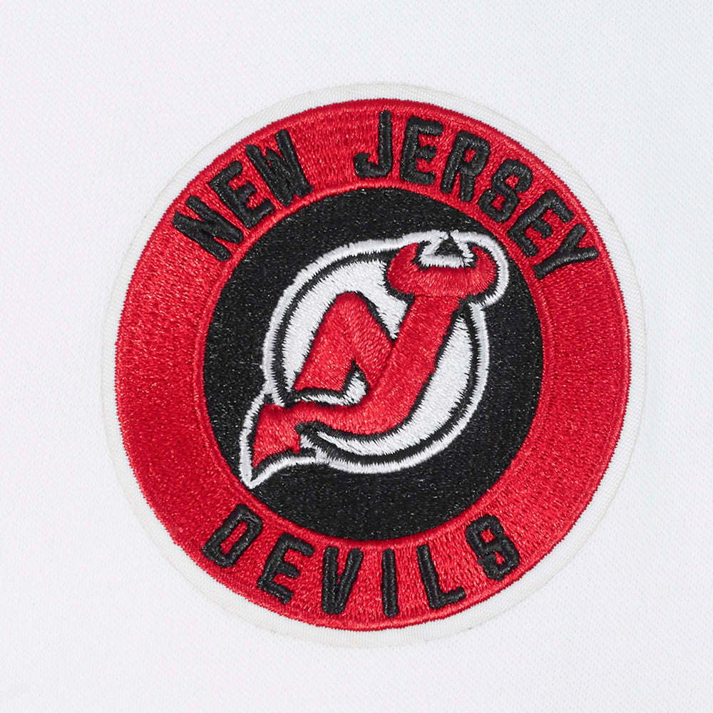 NHL NEW JERSEY DEVILS CLASSIC WOMEN'S FLEECE CROPPED PULLOVER HOODIE (WHITE)