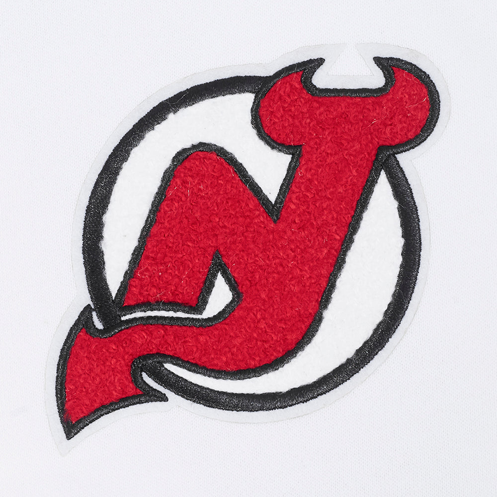 NHL NEW JERSEY DEVILS CLASSIC WOMEN'S FLEECE CROPPED PULLOVER HOODIE (WHITE)