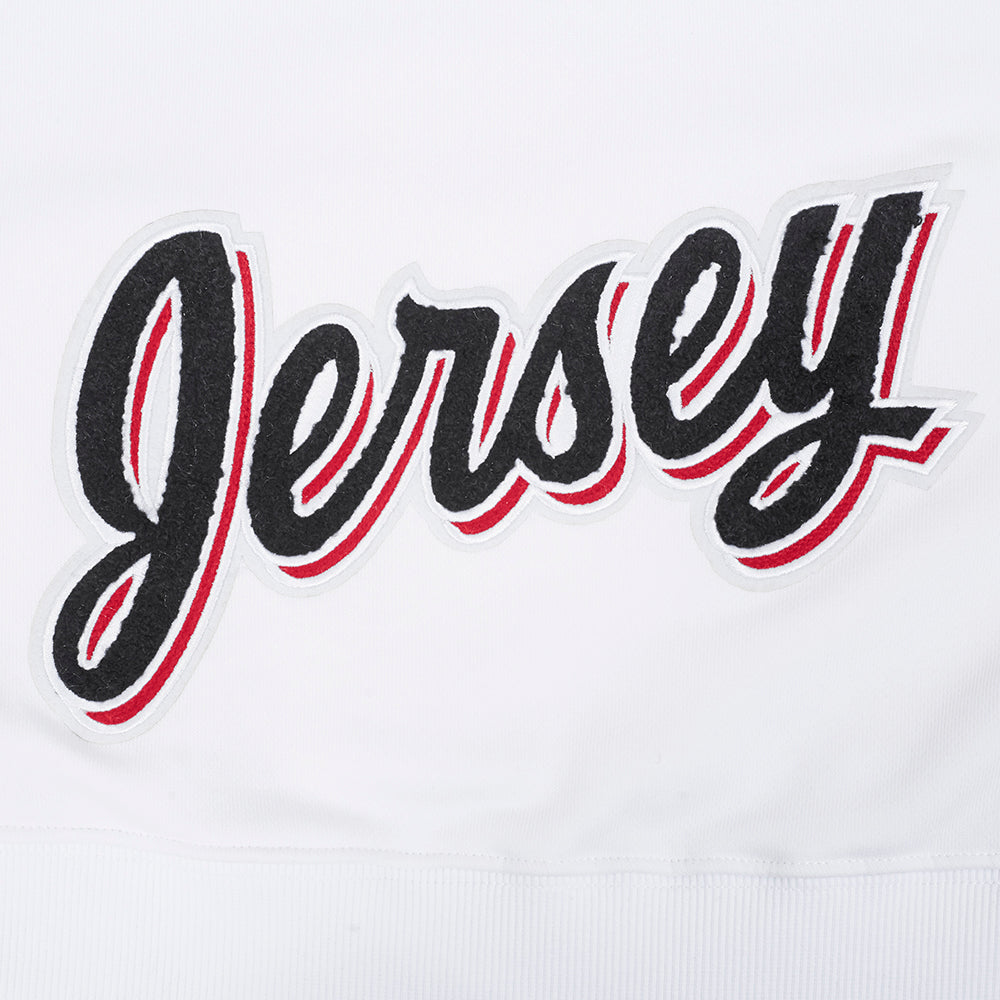 NHL NEW JERSEY DEVILS CLASSIC WOMEN'S FLEECE CROPPED PULLOVER HOODIE (WHITE)