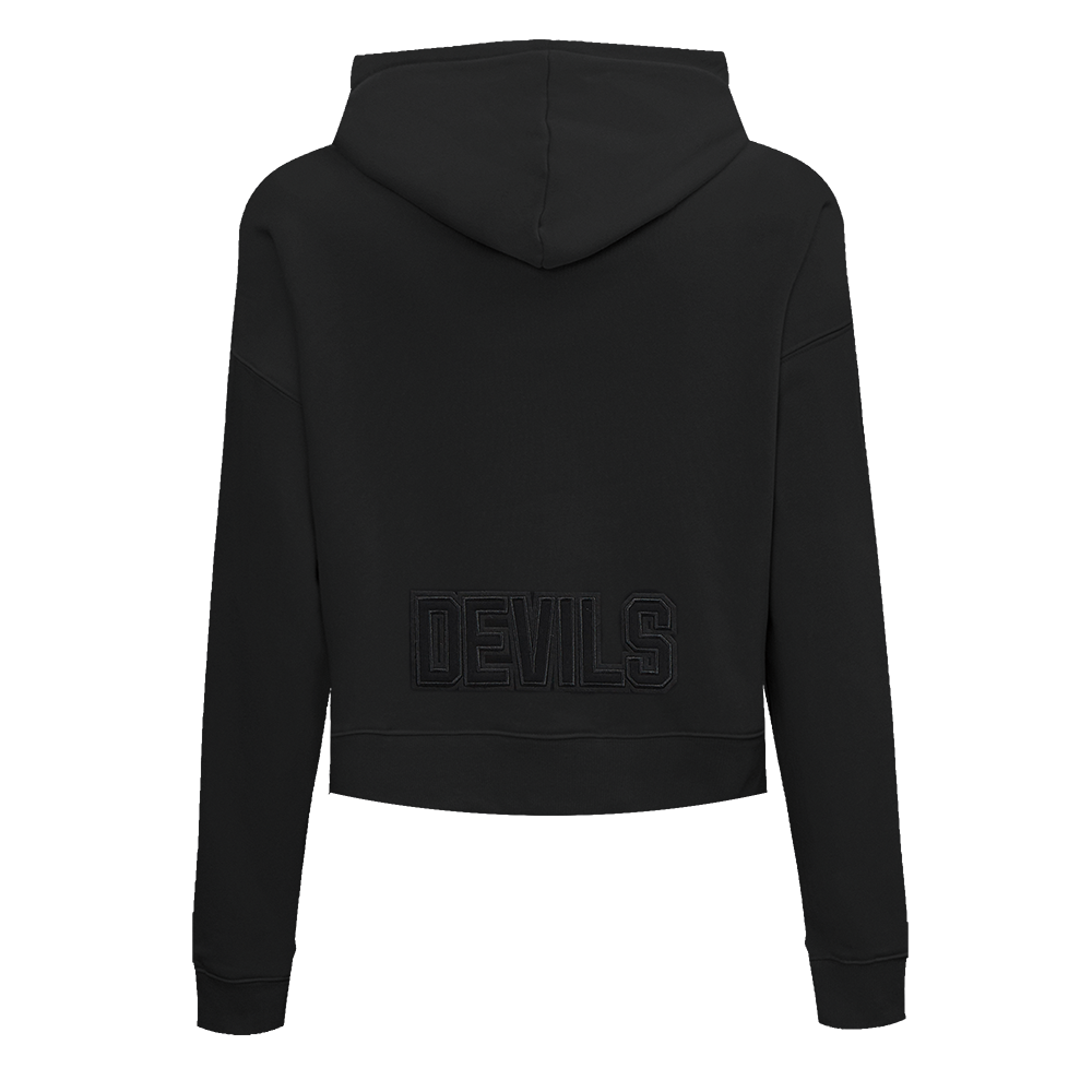 NHL NEW JERSEY DEVILS NEUTRAL WOMEN'S CROPPED PULLOVER HOODIE (BLACK)