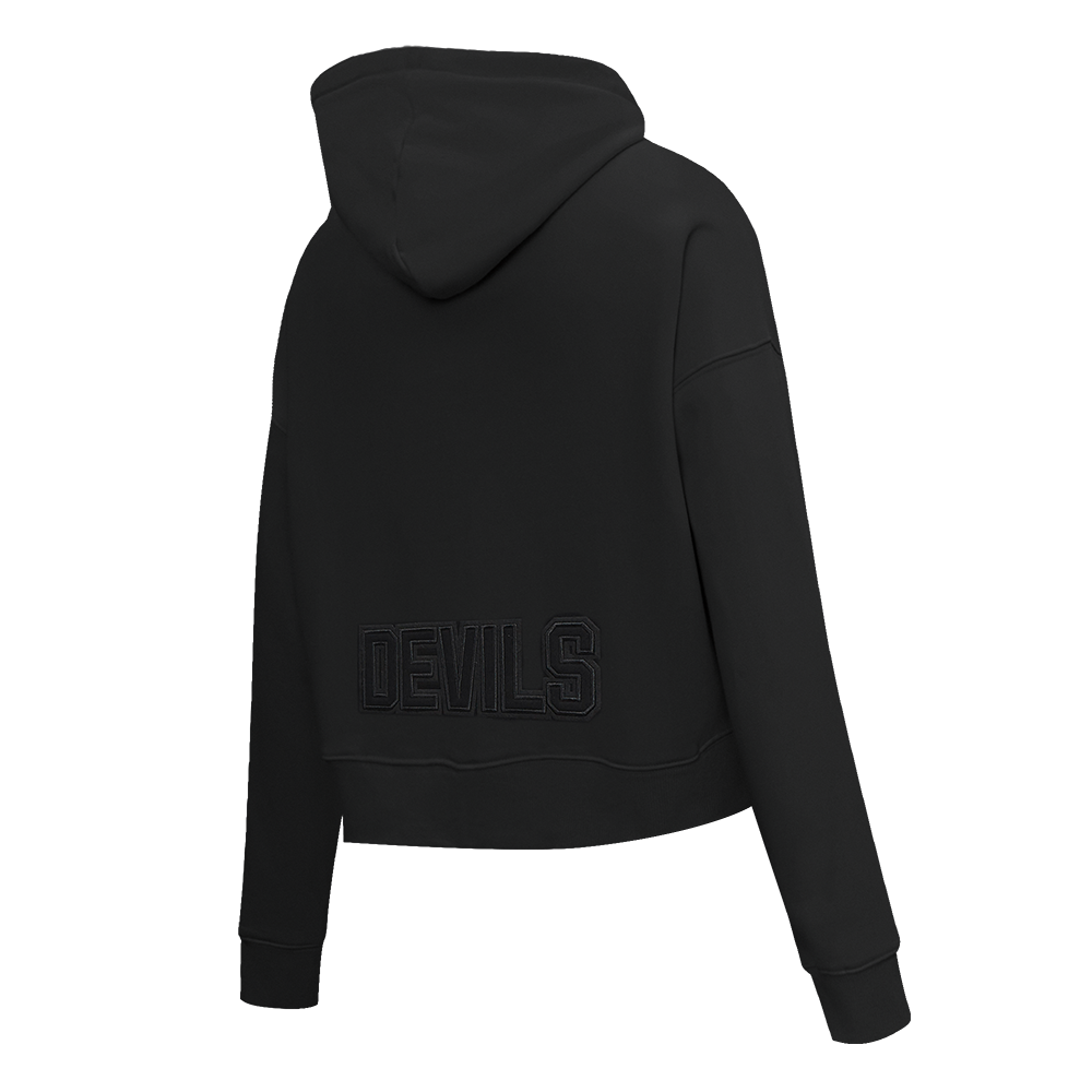 NHL NEW JERSEY DEVILS NEUTRAL WOMEN'S CROPPED PULLOVER HOODIE (BLACK)