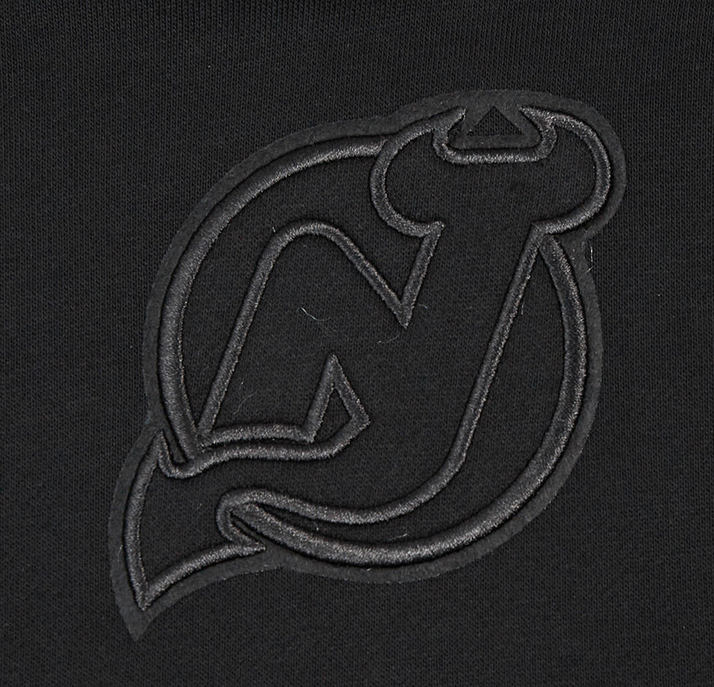 NHL NEW JERSEY DEVILS NEUTRAL WOMEN'S CROPPED PULLOVER HOODIE (BLACK)