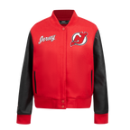 NHL NEW JERSEY DEVILS CLASSIC WOMEN'S WOOL VARSITY JACKET (RED/BLACK)