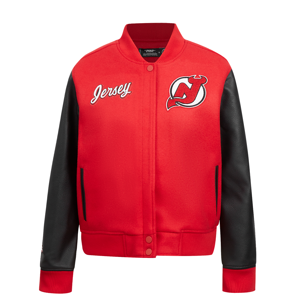 NHL NEW JERSEY DEVILS CLASSIC BLOUSON COLLÉGIAL EN LAINE POUR FEMME (ROUGE/NOIR)